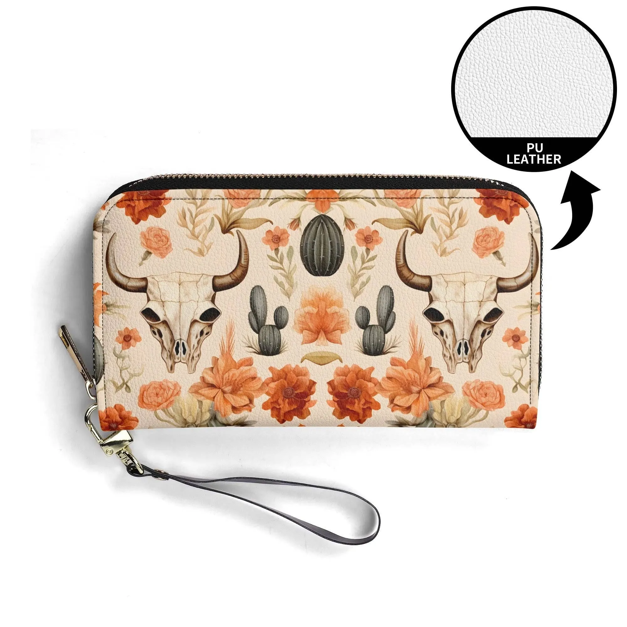 Wild West Western PU Leather Zip Up Wallet Handbag