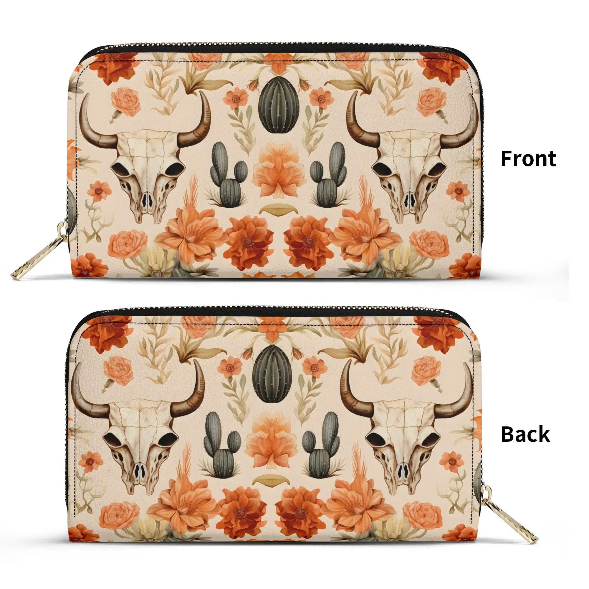 Wild West Western PU Leather Zip Up Wallet Handbag