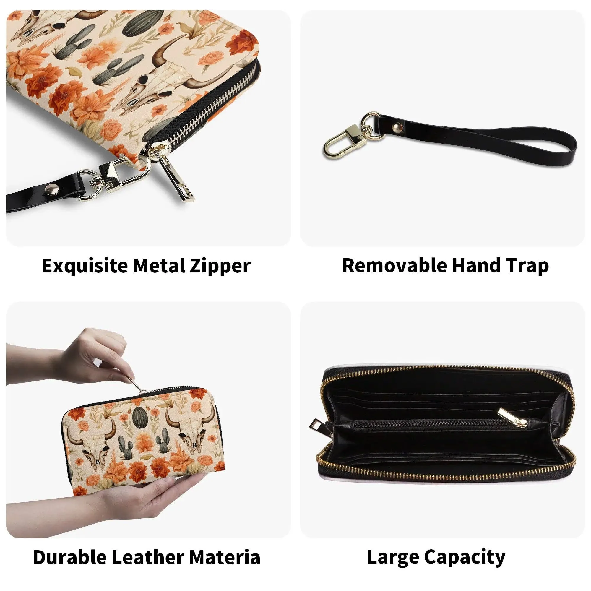 Wild West Western PU Leather Zip Up Wallet Handbag
