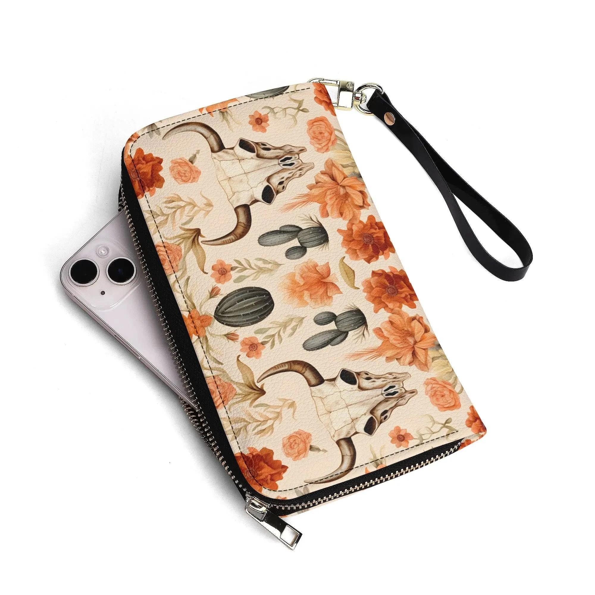 Wild West Western PU Leather Zip Up Wallet Handbag